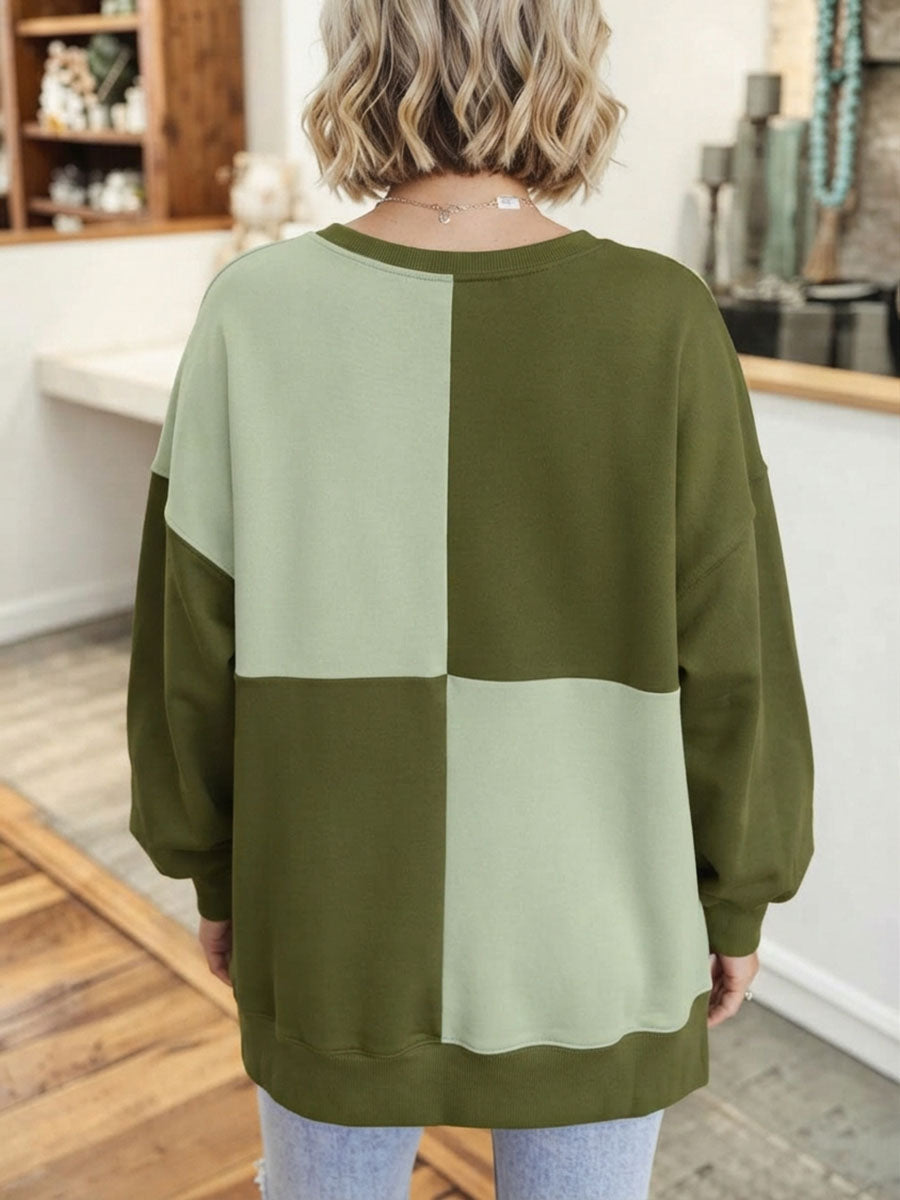 cozy colorblock oversized sweatshirt