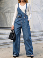 Modern Asymmetrical Wide-Leg Denim Overalls