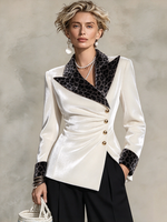 Elegant Formal Velvet Leopard Top