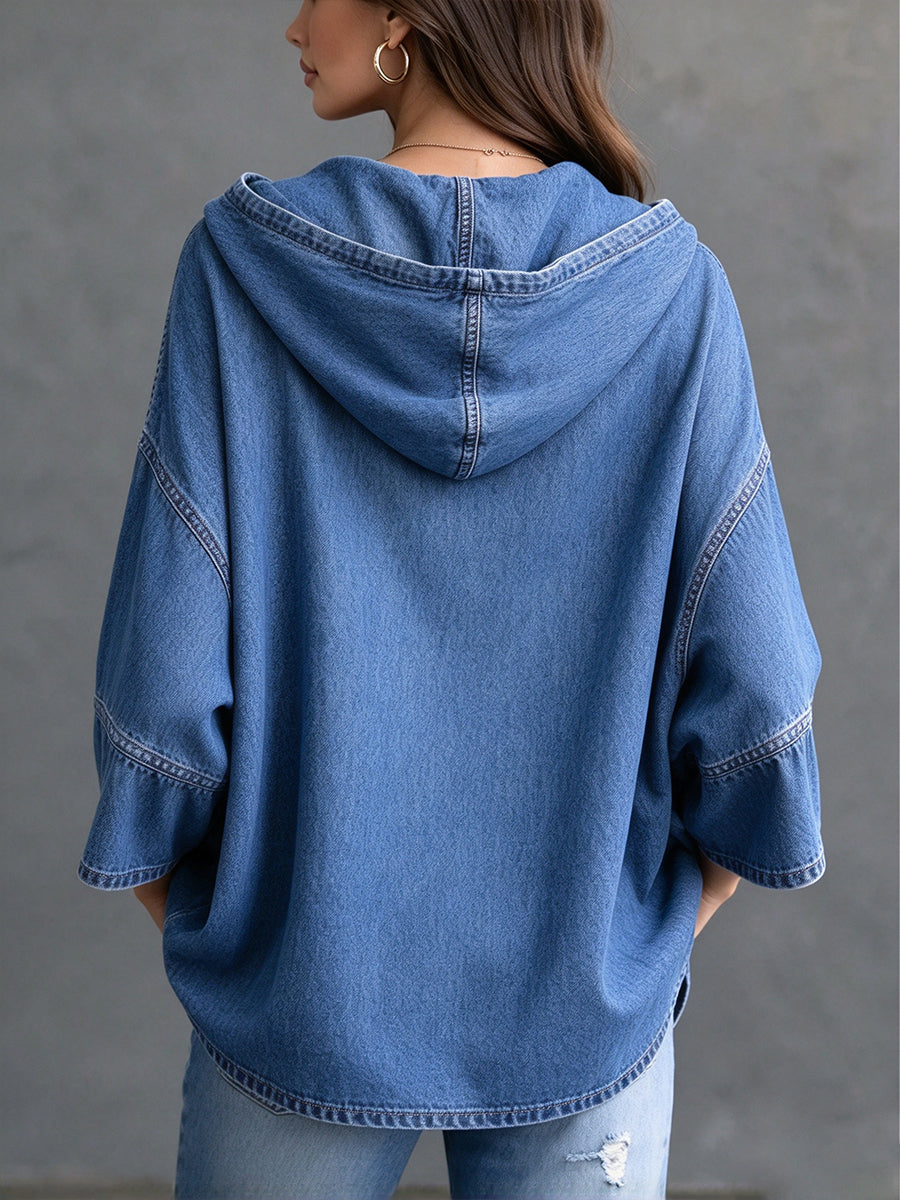 Casual Oversized Hooded Denim Jacket