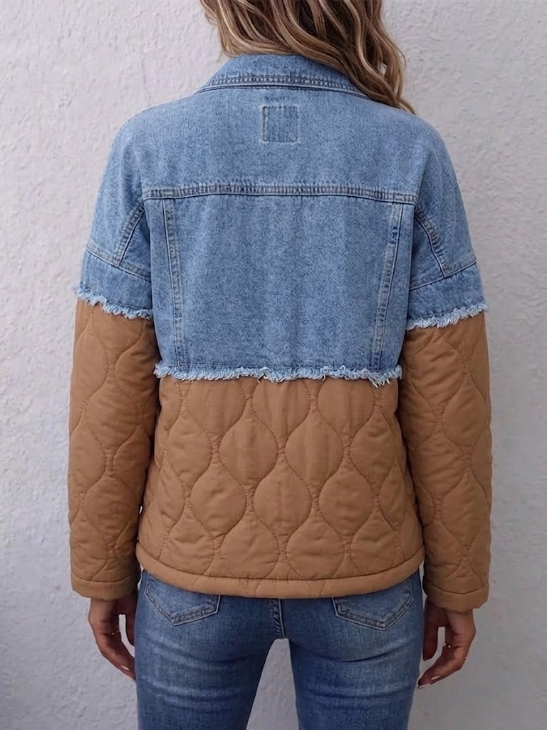 Denim And Quilted Panel Cotton Jacket