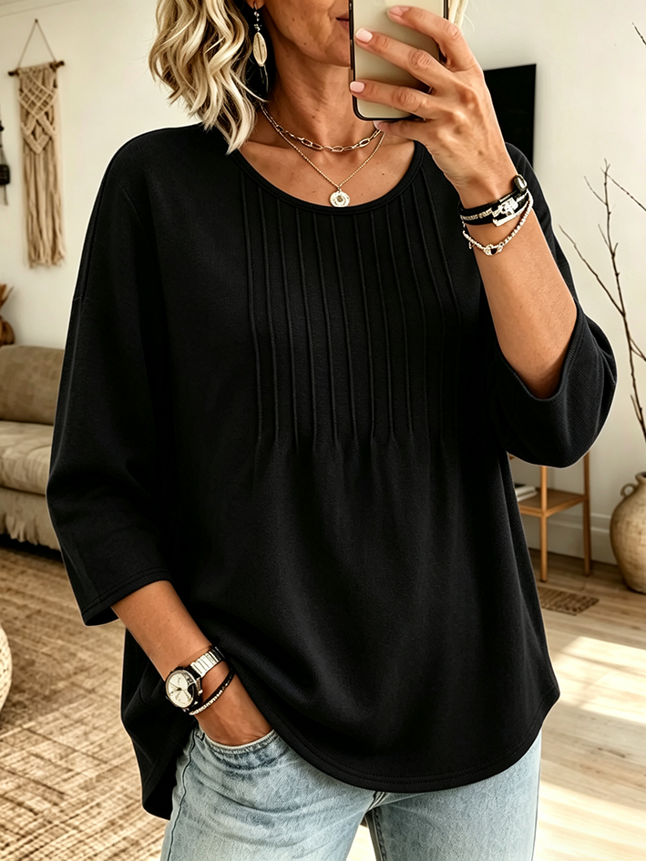 Cozy Minimalist Pleated Top