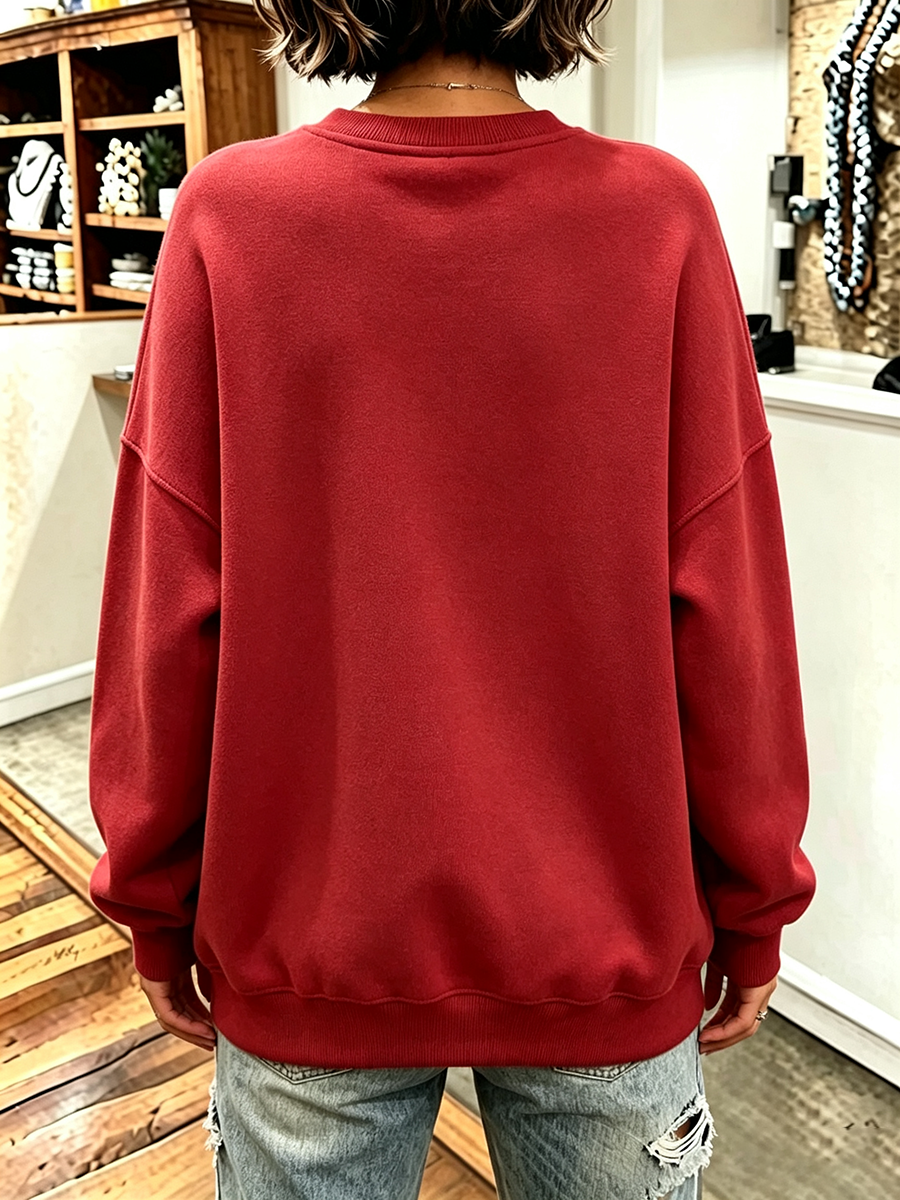 Bold Cozy Oversized Cutout Red Sweatshirt