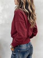Women's Asymmetrical Neck Lace-Up Waist Pullover Sweatshirt