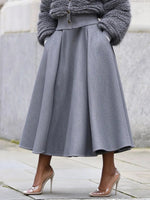 Chic Wool-blend A-line Midi Skirt