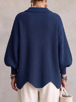 Oversized Collared Knit Cardigan With Large Metal Buttons
