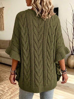 Vintage Cable Knit Ruffle Loose Knit Top