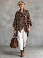 Boho Luxury Leopard Print Asymmetric Button Top
