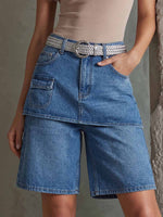 Women's High-waisted Casual Loose Denim Wide-leg Shorts