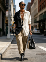 Stylish Black And White Corduroy Shirt