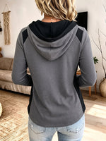 Casual Waffle Grey Hooded Sweatshirt