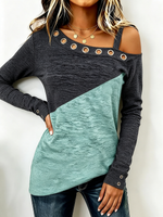 Chic Asymmetric Color-block Knit Top