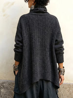 Cozy Asymmetric Button-Detailed Knit Pullover