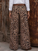 Casual Leopard-print Linen And Cotton Trousers