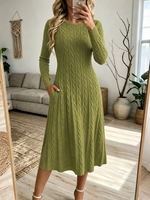 Cozy Long-sleeve Cable-knit Maxi Dress