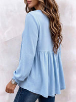 Women's Waffle Knit Babydoll Peplum Top