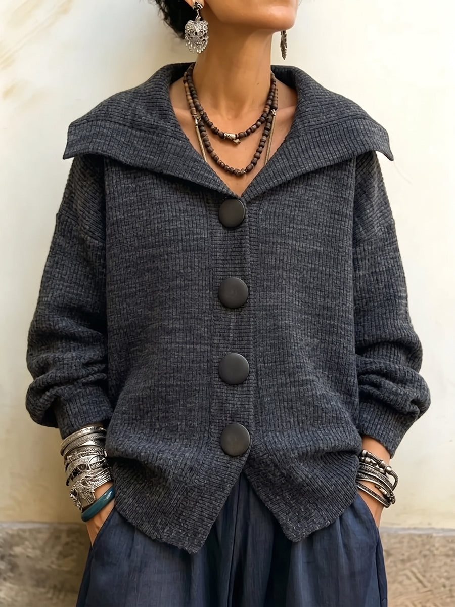 Cozy Ribbed Oversized Button-Front Cardigan