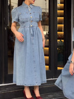 Casual Denim Dress With Elasticated Back Waist