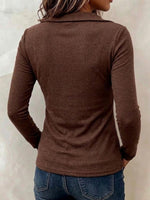 Women's Casual Long Sleeve Snap Button Henley Top With Pocket Details