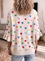 Women's Cute Colorful 3D Heart Pattern Knit Sweater