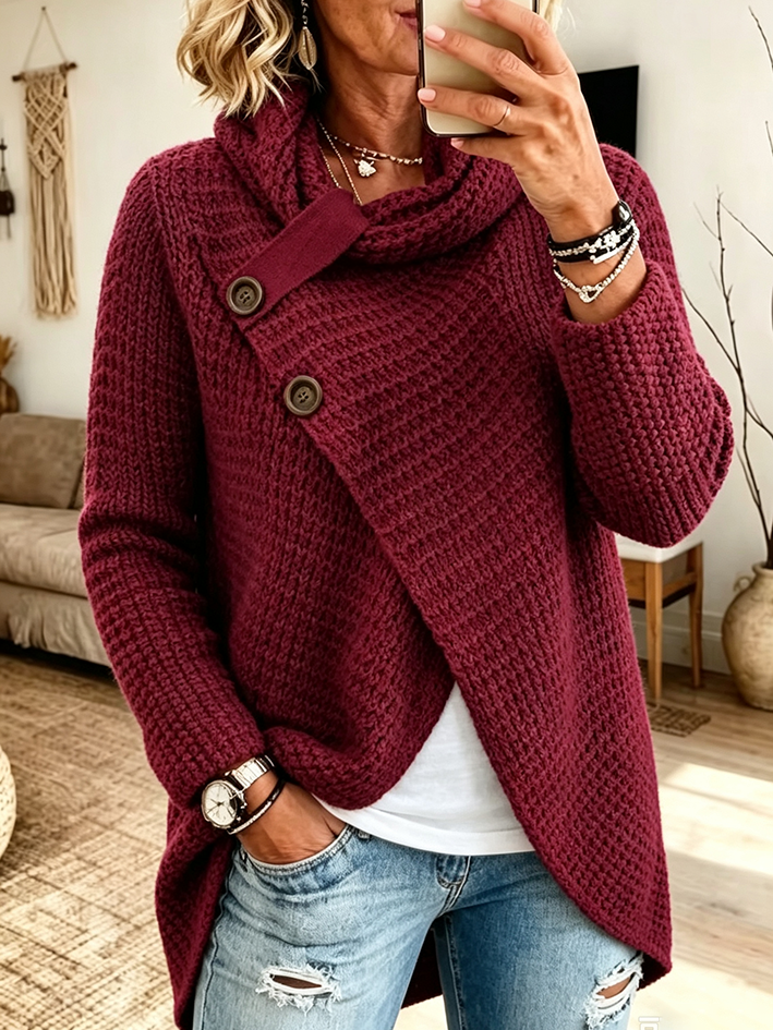 Cozy Knitted Asymmetrical Sweater