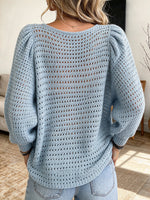 Chic Bow-embellished Cut-out Cotton-wool Blend Knit Top