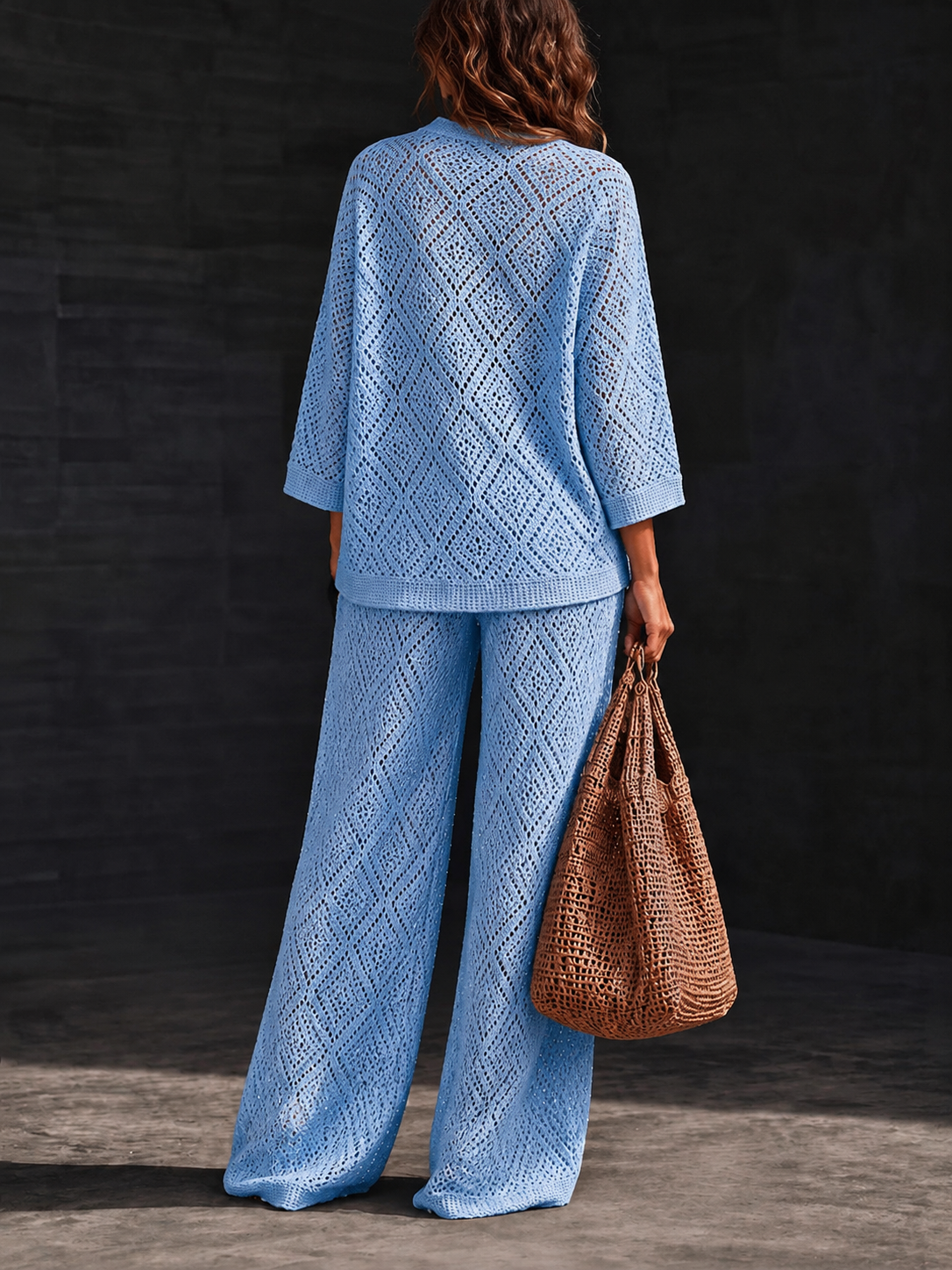 Comfortable And Casual Cotton Crochet Two-piece Set