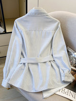 Chic Casual Striped Cotton Shirt With Tie-front Detail
