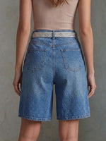 Women's High-waisted Casual Loose Denim Wide-leg Shorts