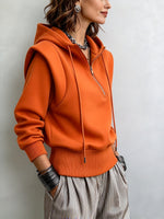 Chic Structured Half-Zip Hooded Sweatshirt
