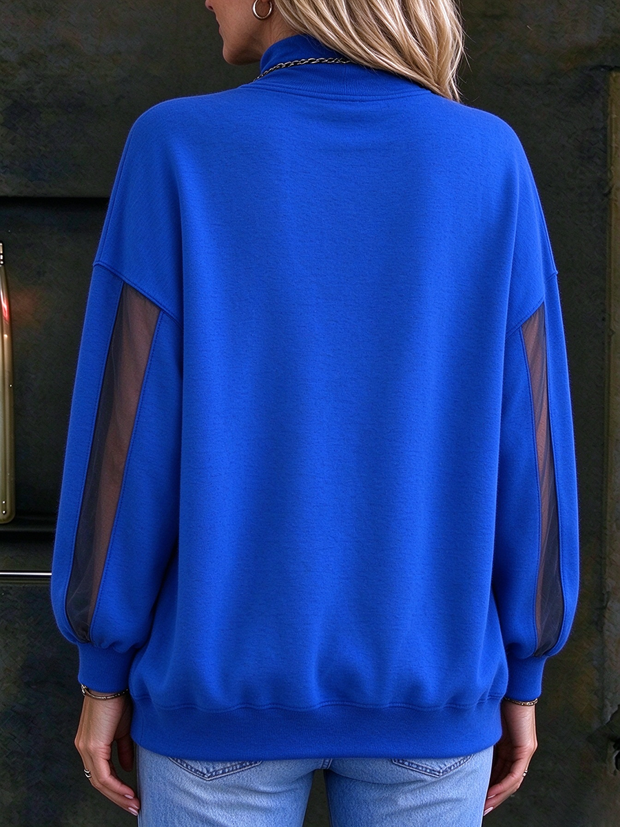 Mesh-panel Oversized Cozy Sweatshirt