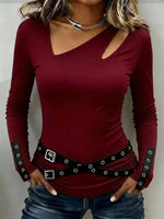 Edgy Stylish Cutout Long-sleeve Top