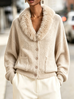 Chic Cozy Plush-collar Cardigan Sweater