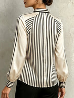 Chic Striped Satin Wrap Shirt