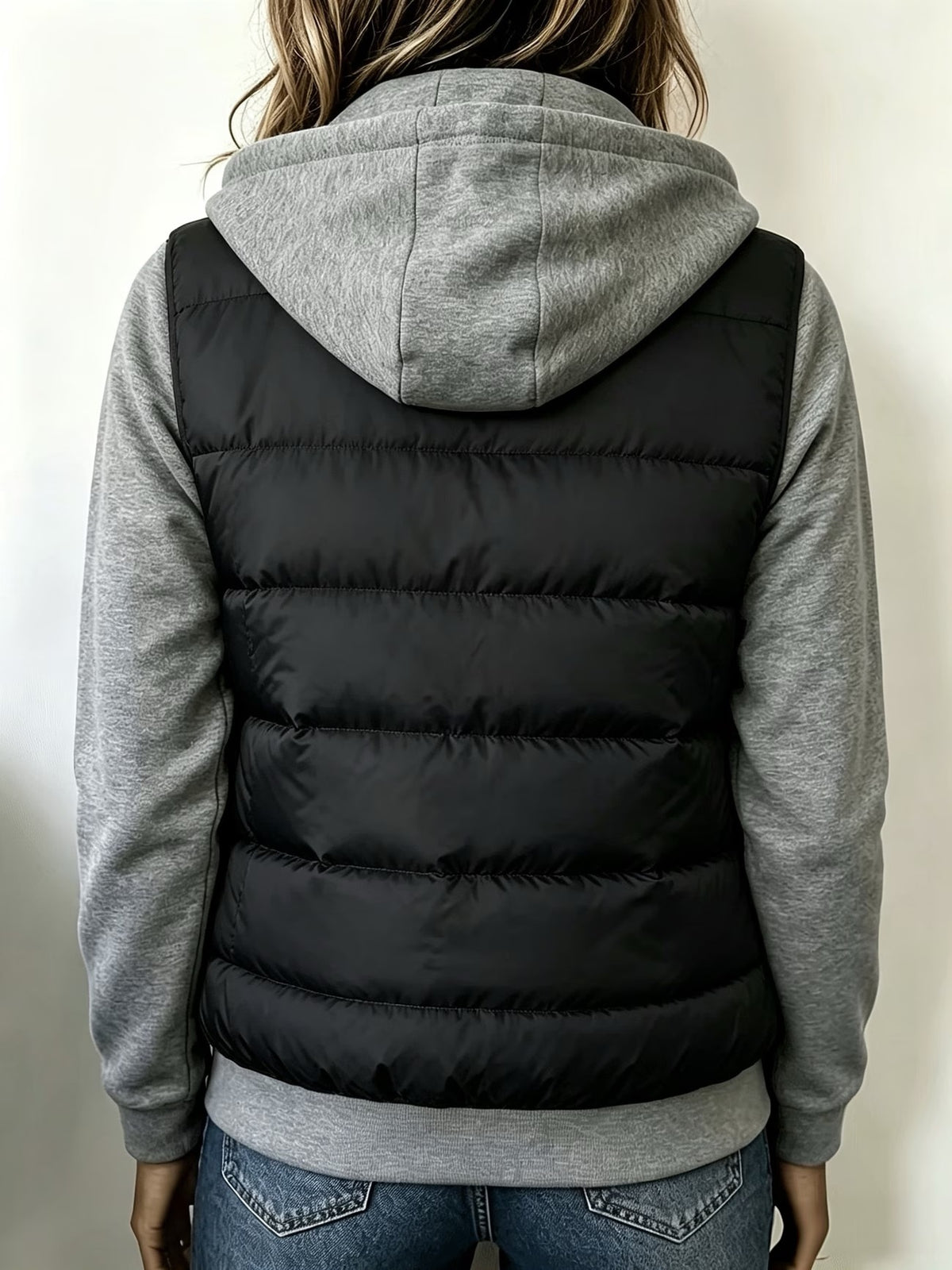 Casual Paneled Hooded Quilted Padded Jacket