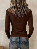 Women's Cowl Neck Leopard Print Spliced Long Sleeve Top