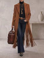 Chic Fringe-Hem Wool-Blend Trench Coat