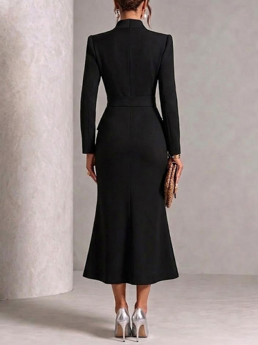 Slit Dress With A Statement Large-bow Design