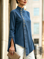 Elegant Asymmetrical Denim Top