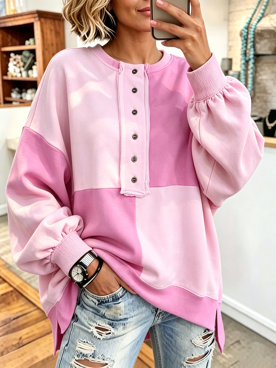 cozy colorblock oversized sweatshirt