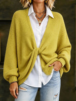 Casual Stylish Mustard Yellow Front-twist Sweater