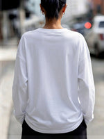 Chic Asymmetrical V-neckline Oversized White Cotton Tee
