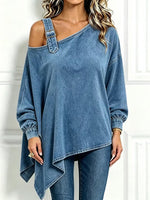 Chic Asymmetrical Off-shoulder Denim Tunic Top