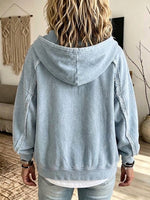 Casual Raw-edge Zip-up Hoodie