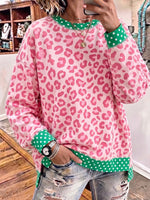 Chic Leopard&Polka Dot Print Sweatshirt
