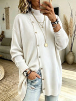 High-neck Button-up Knit Jacket