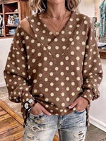 Retro Polka-dot Patchwork Asymmetrical Cut-out Top
