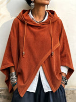 Cozy Crossover Rust Corduroy Hooded Crossover Top
