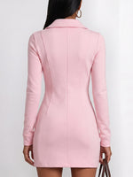 Women's Solid Color Collared Long Sleeve Casual Slim Fit Dress