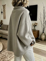 Cozy Asymmetric Button Wool-Blend Wrap Cape Jacket